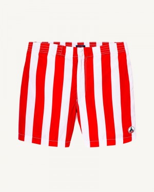 JOTT Deauville Miesten Swim Shorts Punainen Raidallinen Valkoinen | JMG-1561