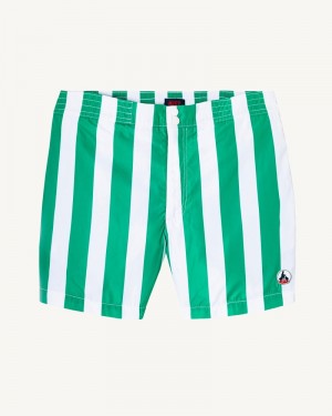 JOTT Deauville Miesten Swim Shorts Vihreä Valkoinen Raidallinen | QZD-7344