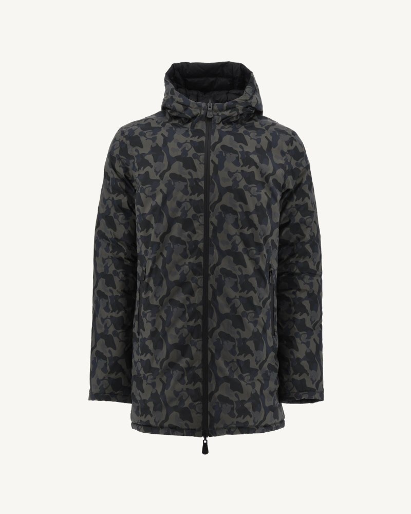 JOTT Amsterdam Reversible Miesten Untuvatakki Camo Mustat | JDT-6419