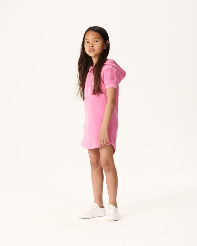 JOTT Mini Hot Pink Hupullinen Puuvilla Terry Lasten Mekko Valkoinen | QCP-2767