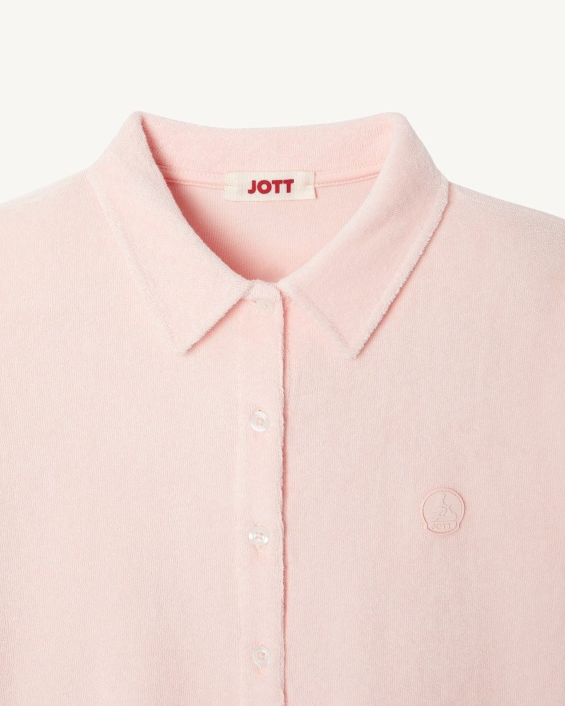 JOTT Nova Lyhyt Terrycloth Naisten Paidat Vaaleanpinkki | SDJ-4780